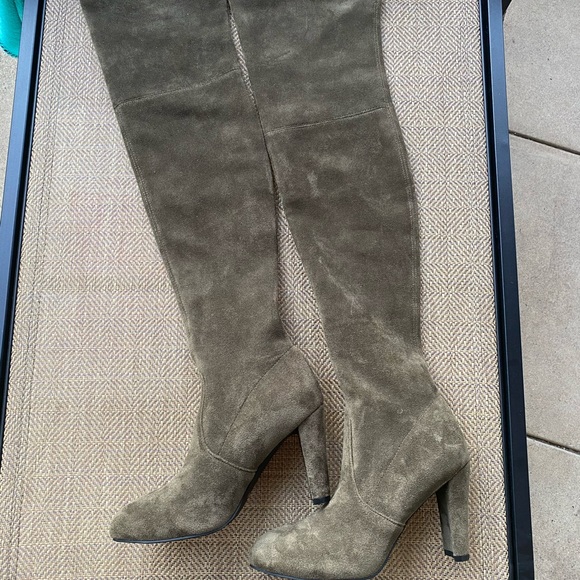 Kaitlyn pan olive green knee boots new 7 - Picture 4 of 14